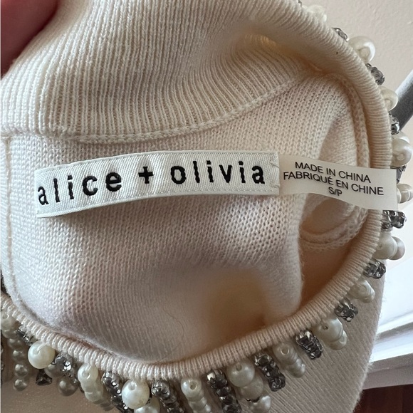 NWOT Alice and Olivia Ciara Embellished Cropped Sweater, Size Small - Picture 10 of 10